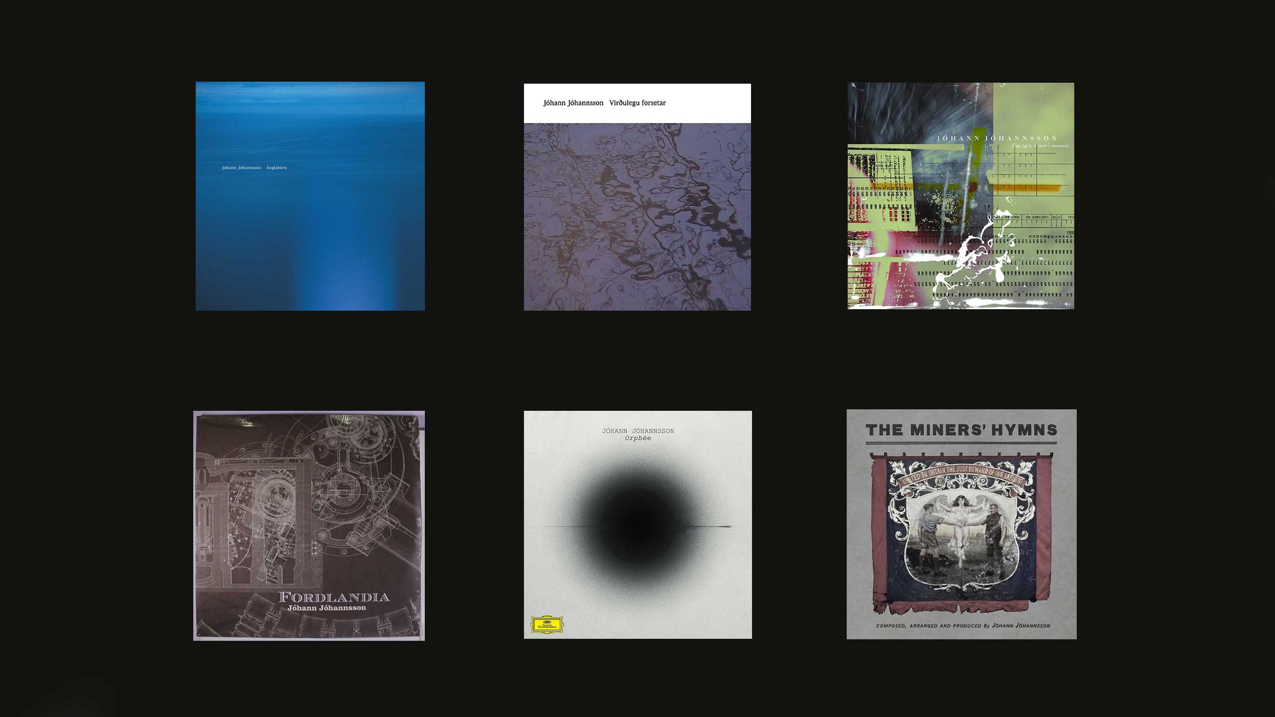 album cover of englaborn and virdelugu forsetar and IBM 1401 and Orphee and Fordlandia and miners hymes