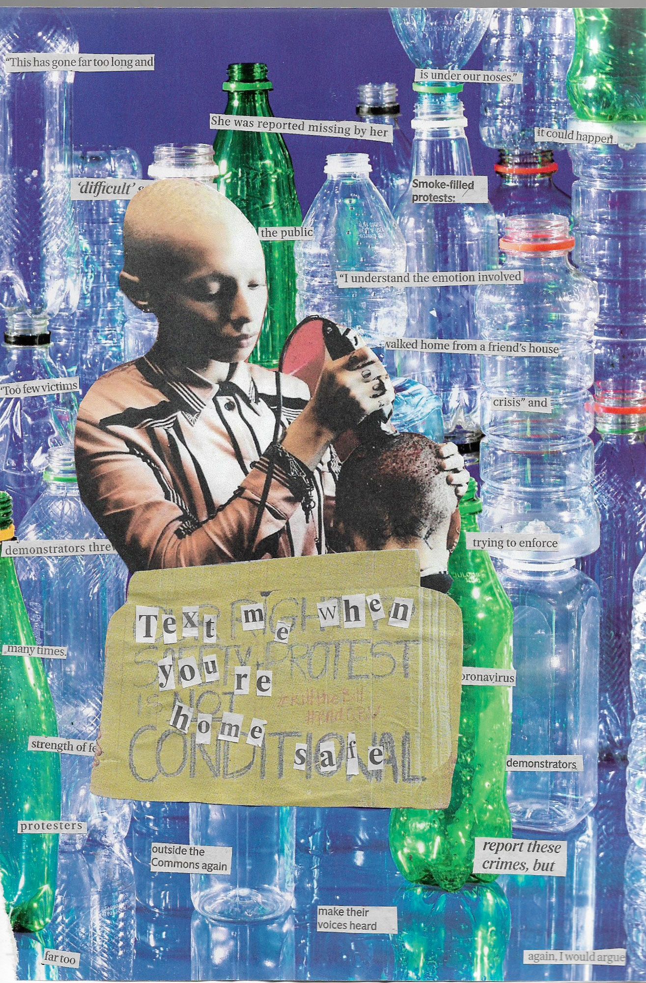 A collage with a child and lines from a poem