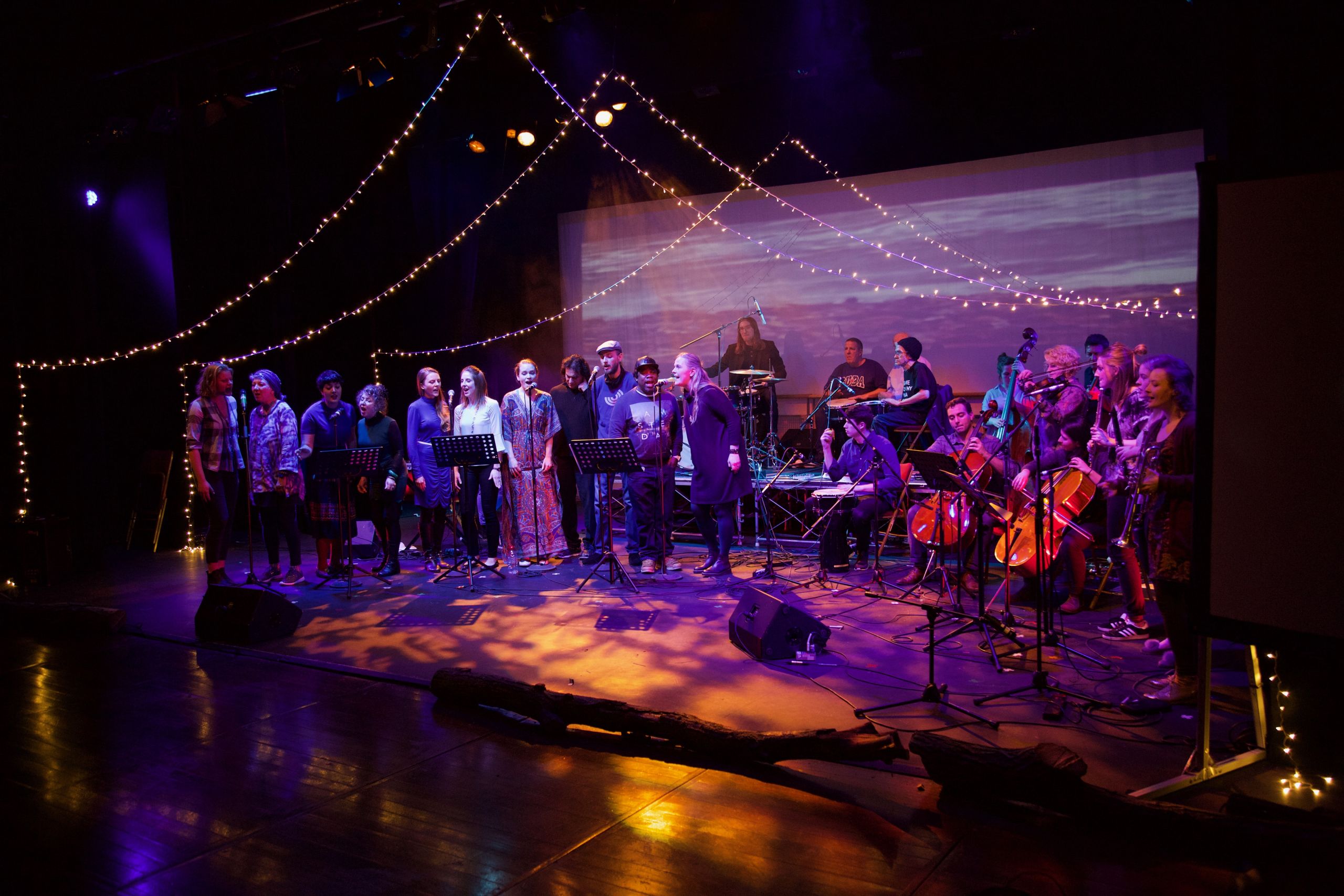 Group of musicians performing on stage